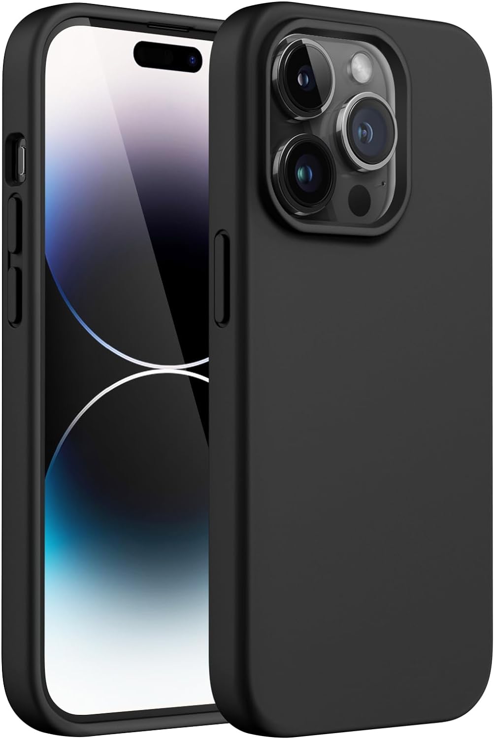 Detalle de JETech siliconen beschermhoes voor iPhone 14 Pro 6,1 inch, zwart met microvezelvoering