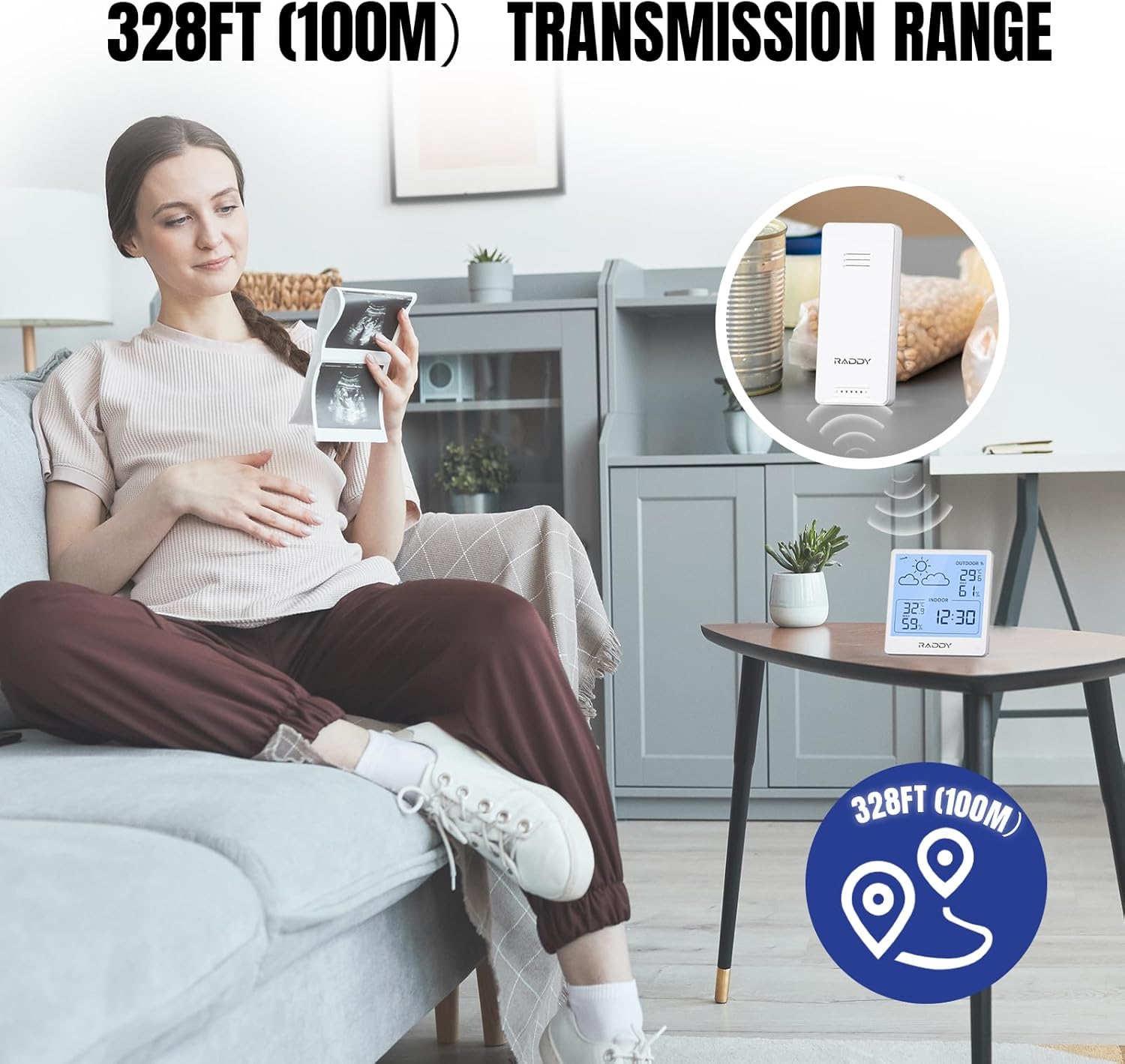 Thumbnail 3 de Raddy WF-50T stazione meteorologica wireless con display 5'' e sensore remoto bianco