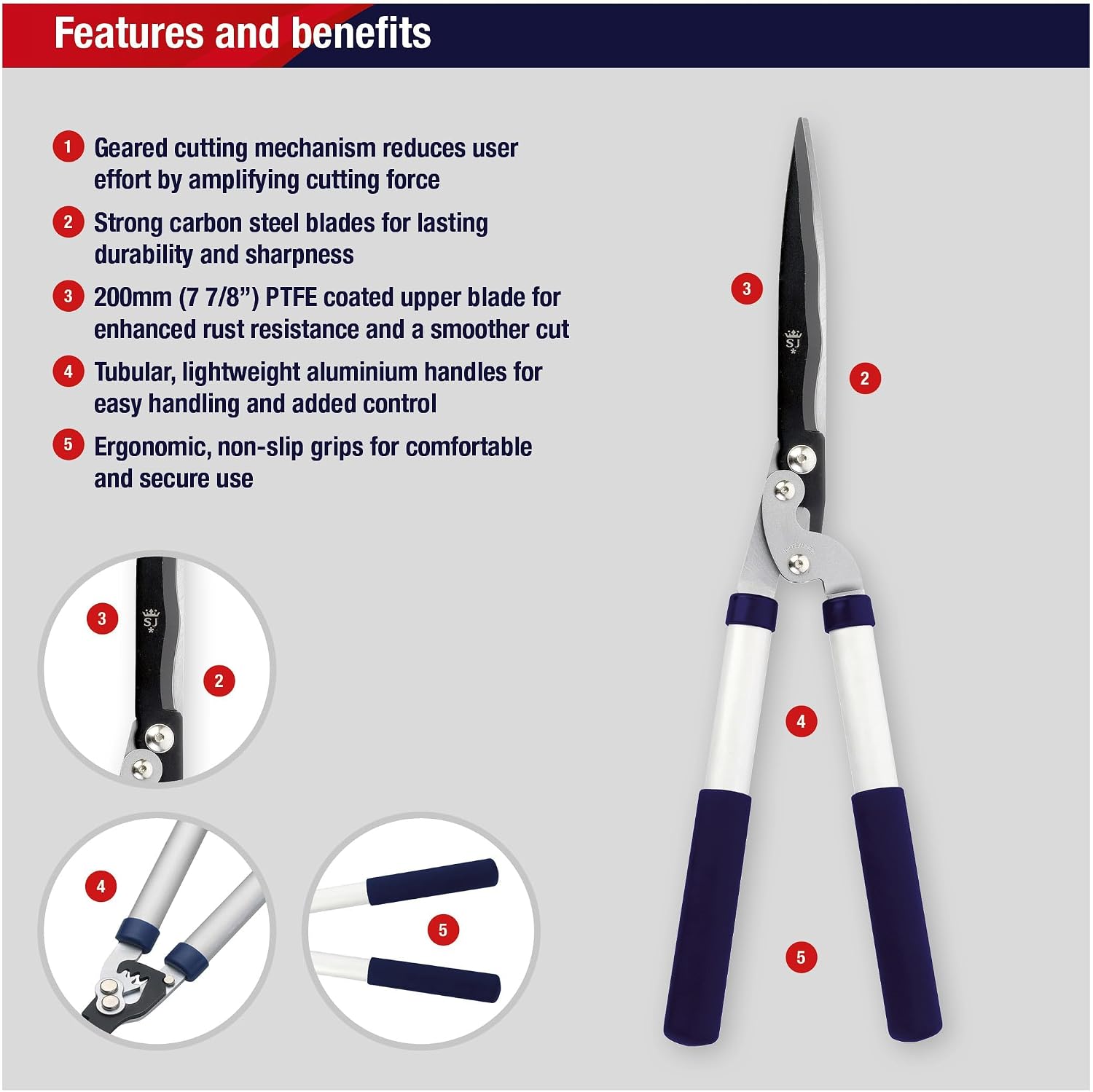 Detalle de Spear & Jackson 8170RS Razorsharp Geared Hedge Shear