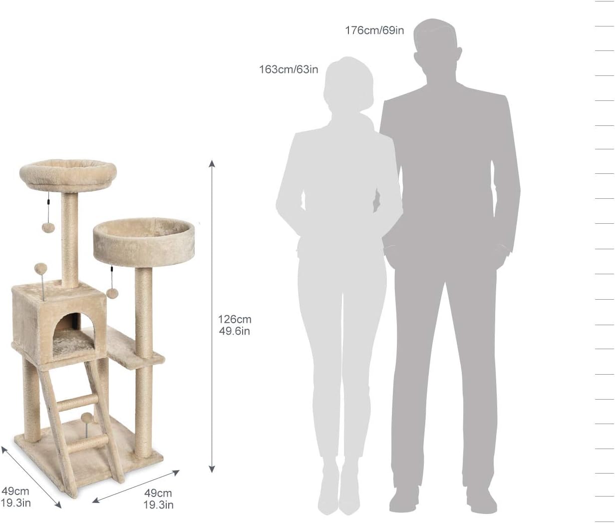 Detalle 1 de Amazon Basics Rascador para Gatos 127 cm, grande 🐱