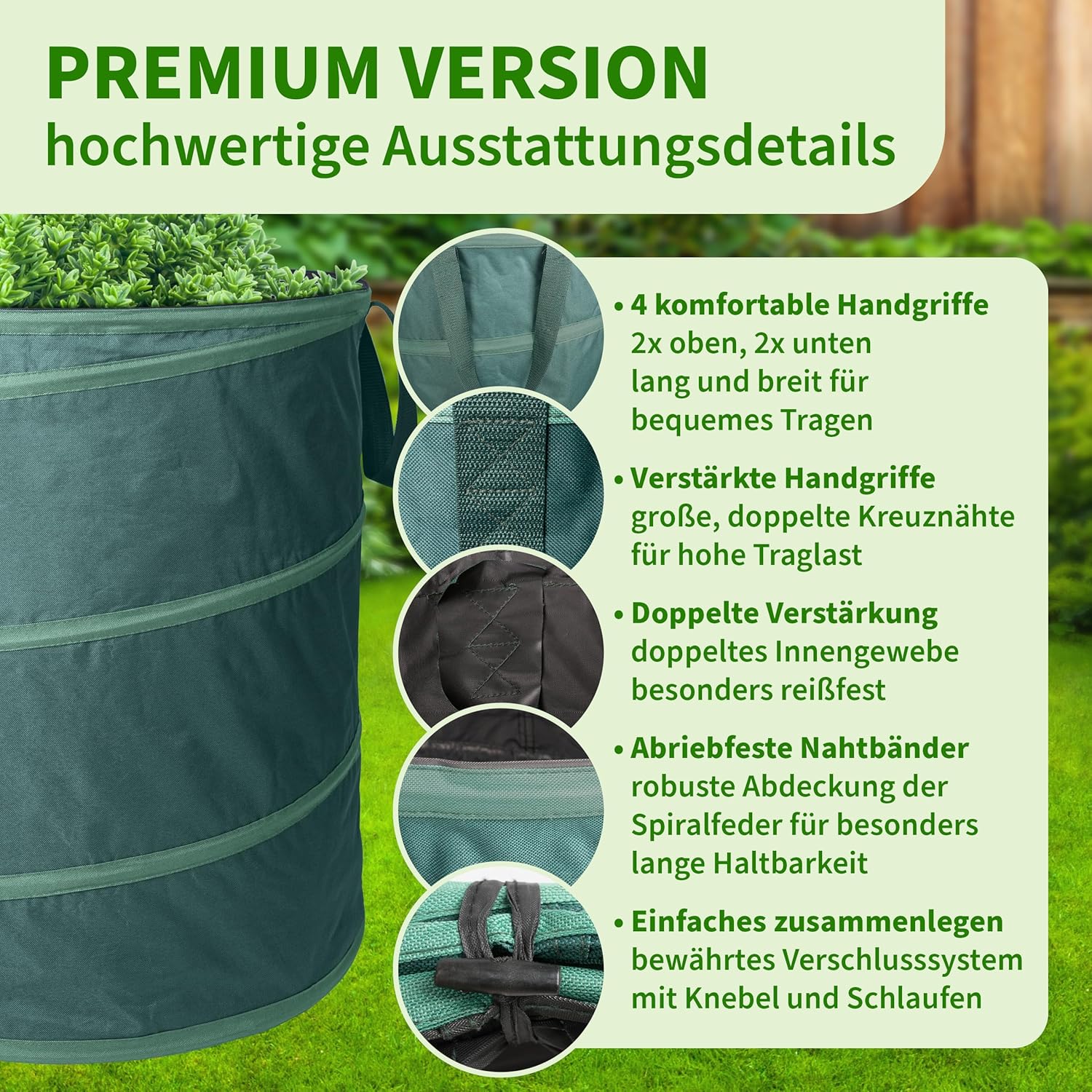 Thumbnail 3 de TTL GARDEN 2x 270L Premium Pop-Up Gartensack (220 g/m², 600D Oxford, 2er Set)