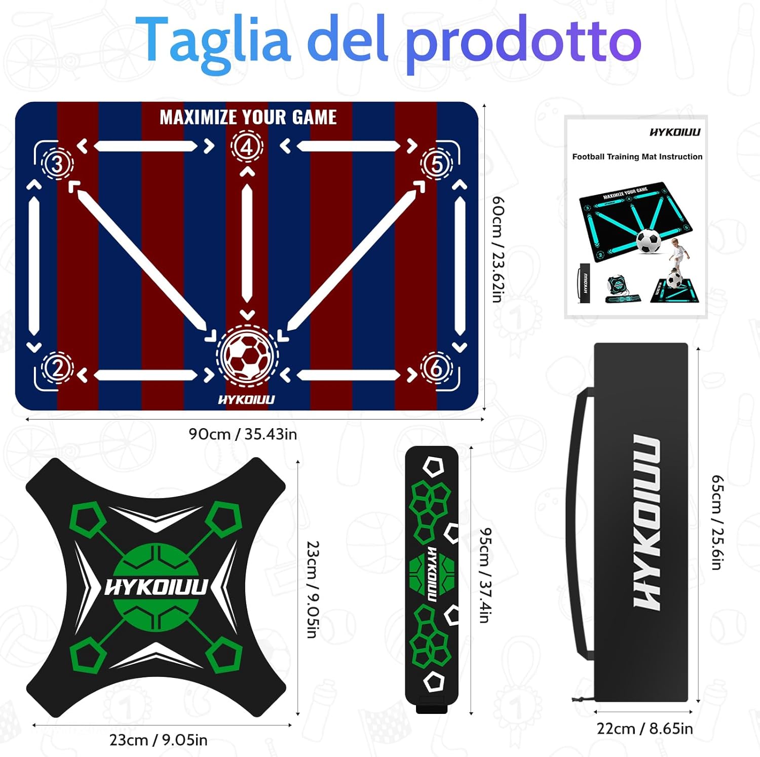 Detalle de Tappeto Calcio Allenamento con Soccer Bungee Trainer – kit completo 90 x 60 cm per agilità e controllo