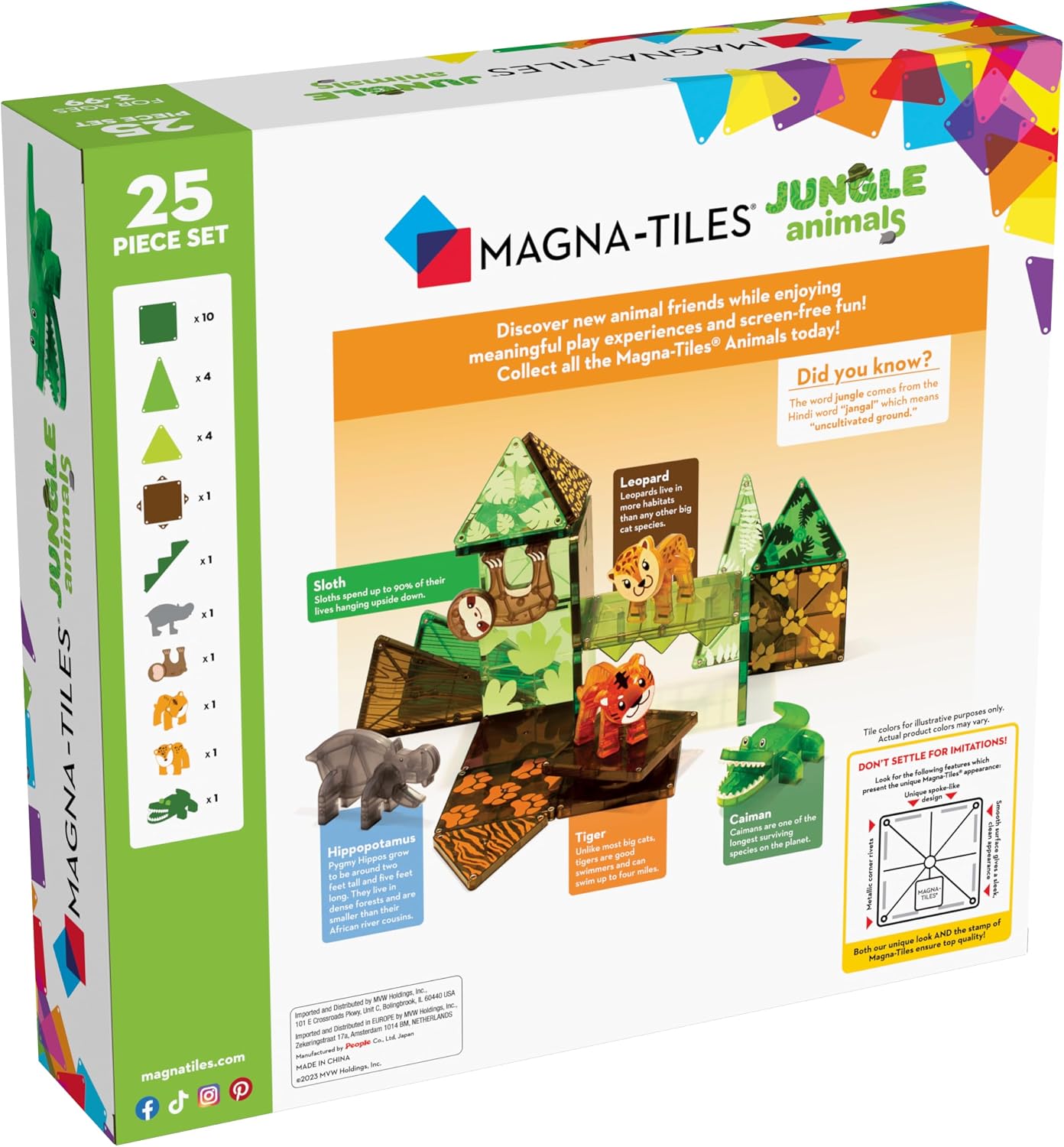 Detalle 2 de MAGNA-TILES Jungle Animals 25-Piece Magnetic Set