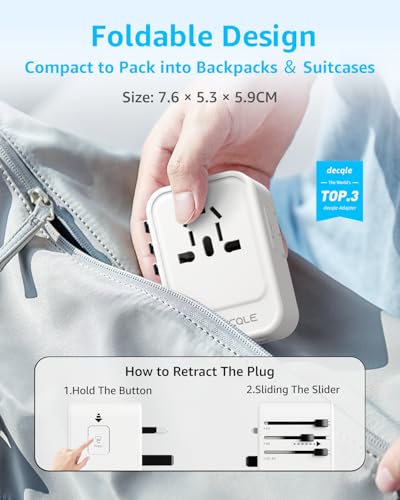 Detalle de decqle Universal Travel Adapter for International Travel - EU UK US AU JP