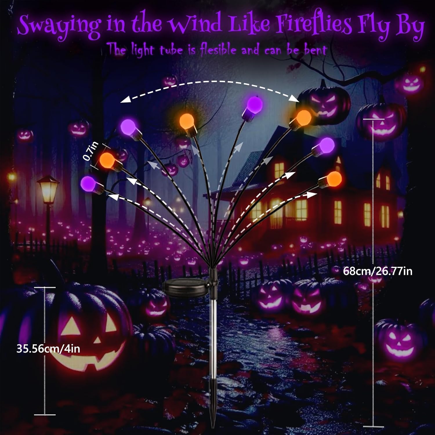 Detalle 2 de SANJICHA Solar Lights FFY 6-Pack Firefly Lights, Orange & Purple, 2 Modes