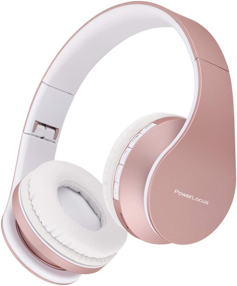 Thumbnail 3 de PowerLocus Wireless Bluetooth Over-Ear Headphones (Rose Gold) – Foldable, Noise Cancelling with Built‑in Microphone