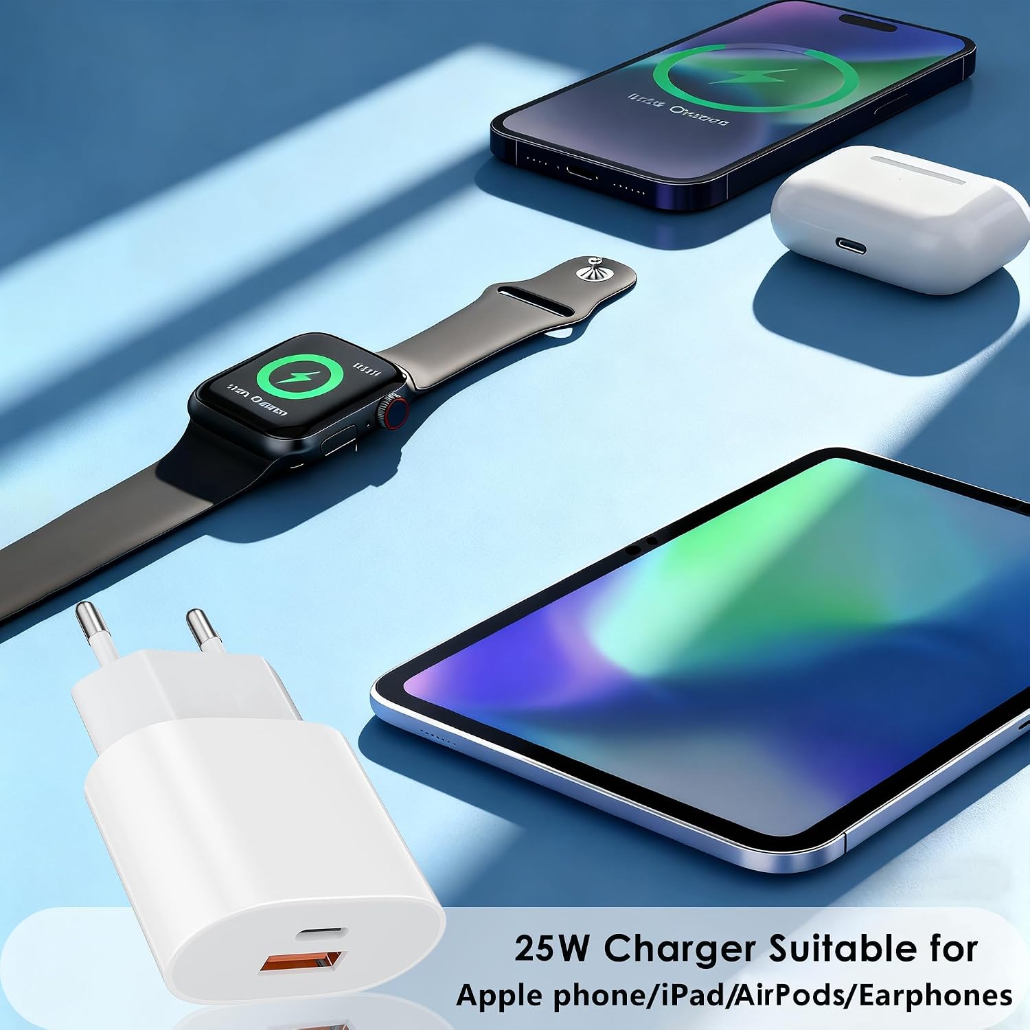 Detalle 2 de Caricatore USB-C 25W con Cavo 2m e Due Porte: Ricarica Veloce per iPhone, Samsung e Oltre