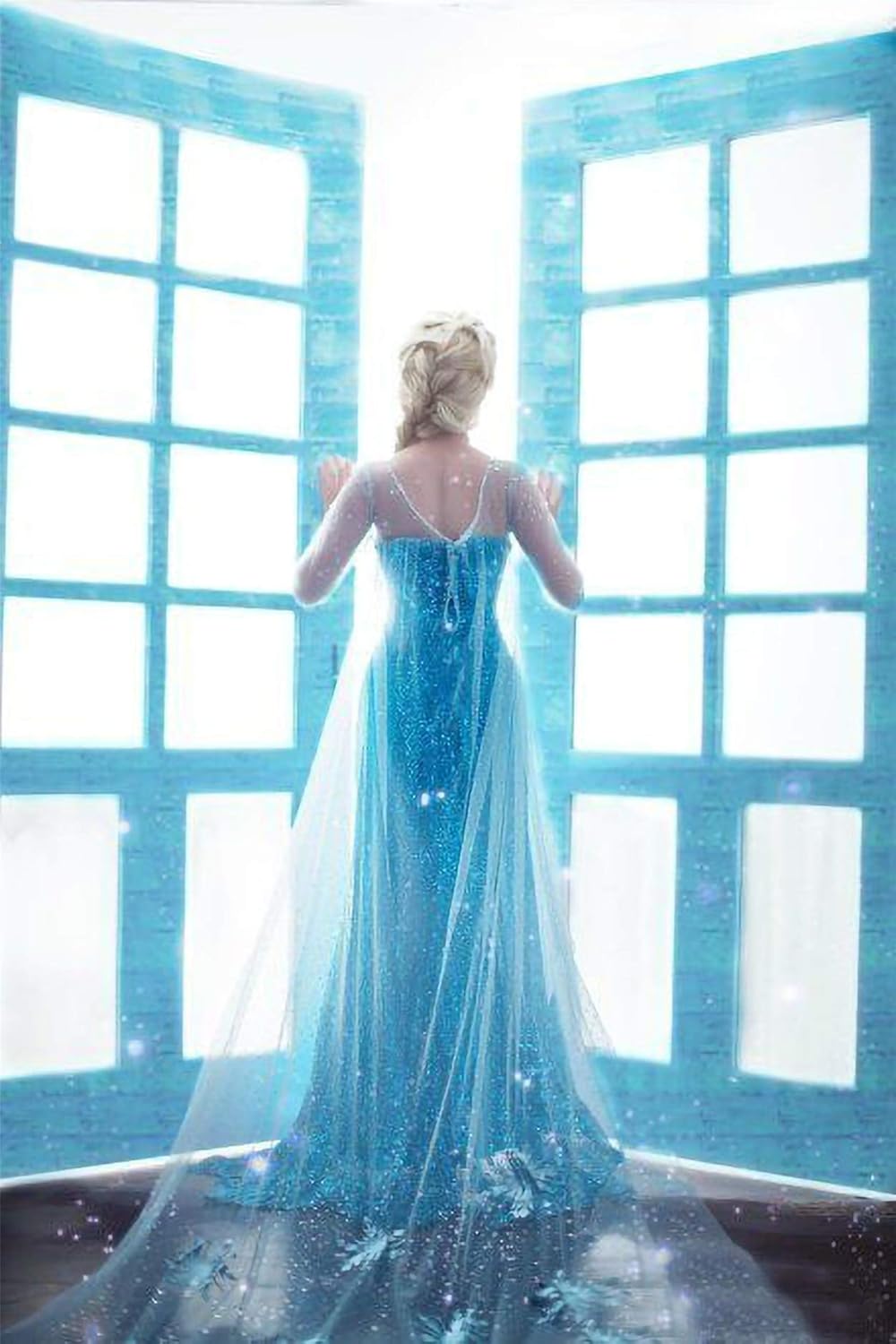 Detalle 1 de YOSICIL Elsa Prinzessin Kostüm Blau Größe M