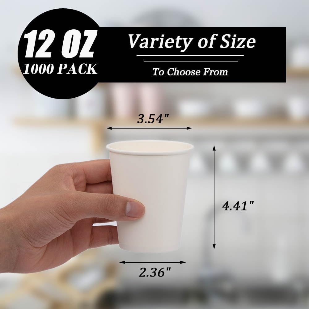 Thumbnail 1 de Lamosi 1000 Count 12 oz Paper Coffee Cups – Durable, Disposable, BPA-Free