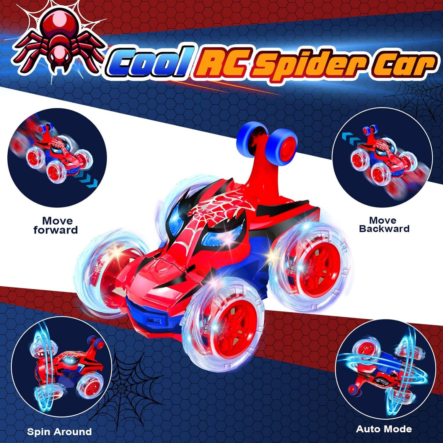 Detalle de Logth CF24020 Spider RC Stunt Crawler with 360° Flips and LED Lights