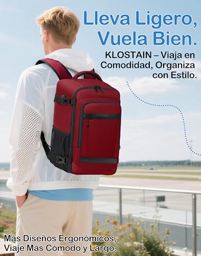 Thumbnail 5 de KLOSTAIN Mochila de Cabina 45x36x20 cm - 30 L para Easyjet y viaje diario, rojo