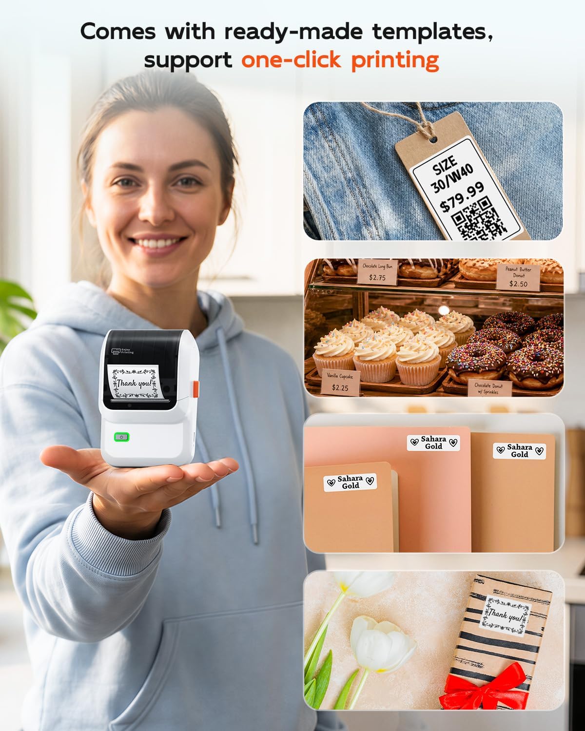 Detalle 2 de Ponek M100 Label Maker, Portable Bluetooth Thermal Printer, 203 DPI