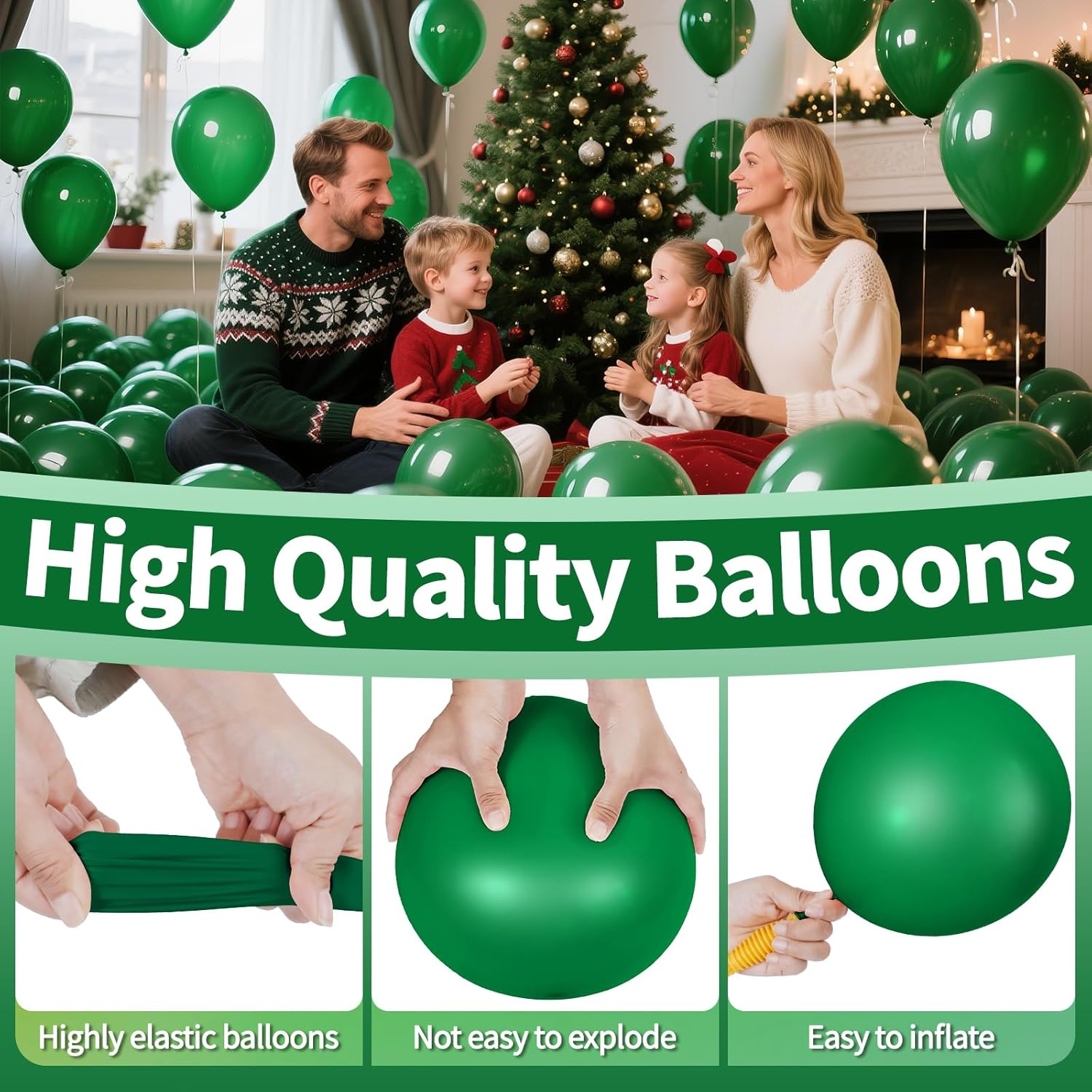 Thumbnail 3 de KAWKALSH Dark Green 12 Inch Balloons 🎈
