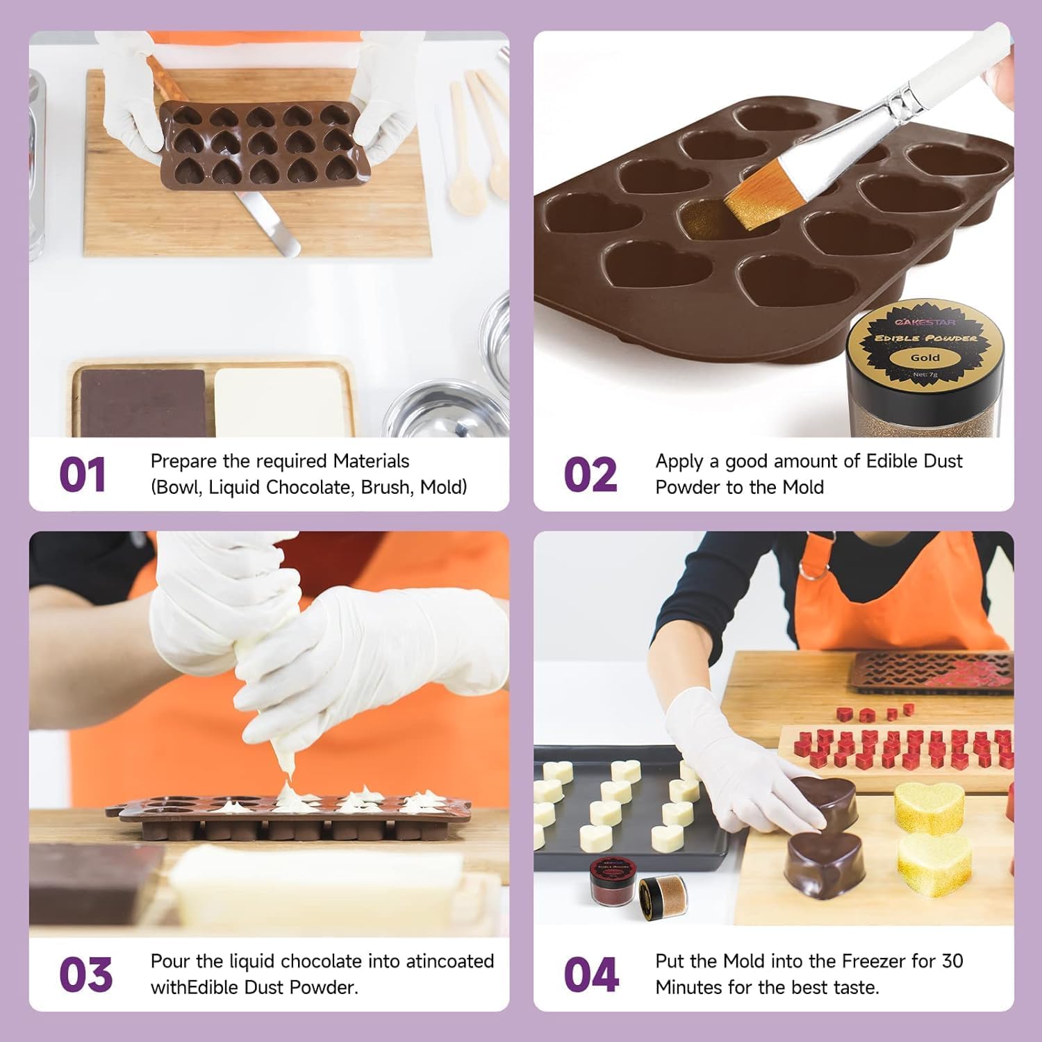 Detalle 2 de Cakestar Edible Luster Dust, 8-Colour Set, 7 g for Drinks and Desserts