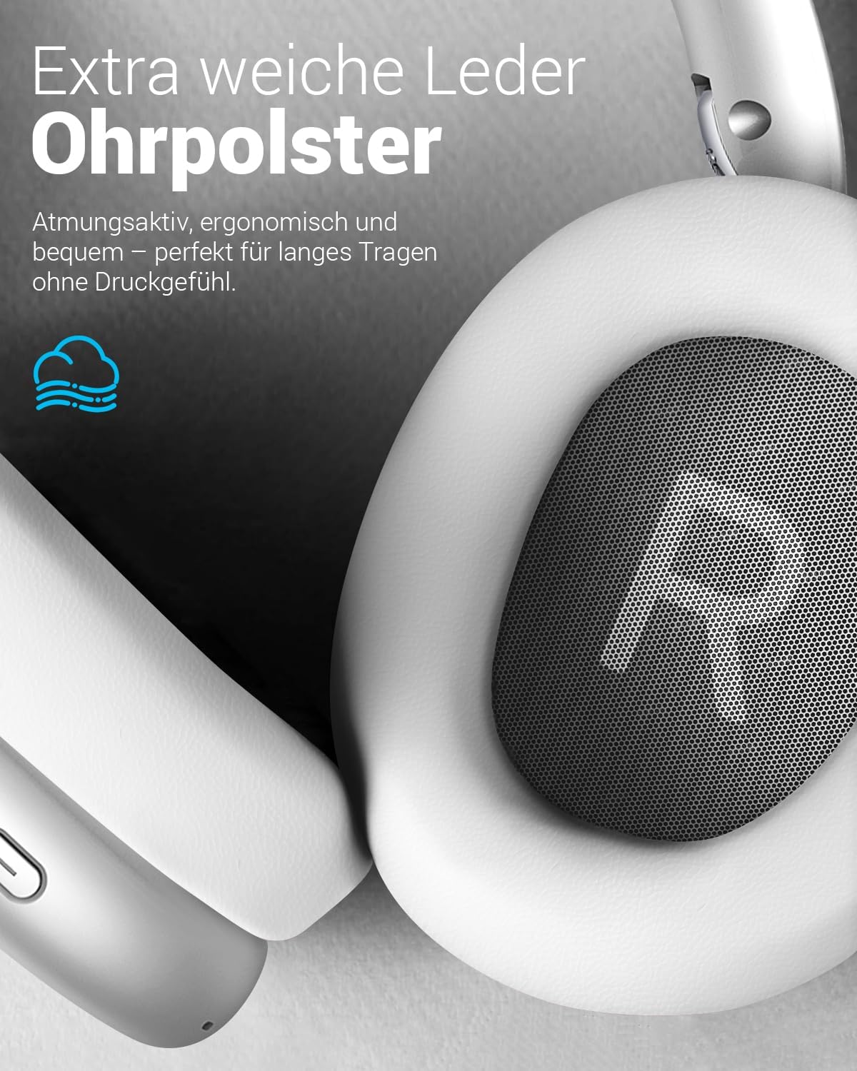 Detalle de Wentronic Y01 Noise-Cancelling-Kopfhörer – Kabellos, 48h Akku, Hi-Res Klang