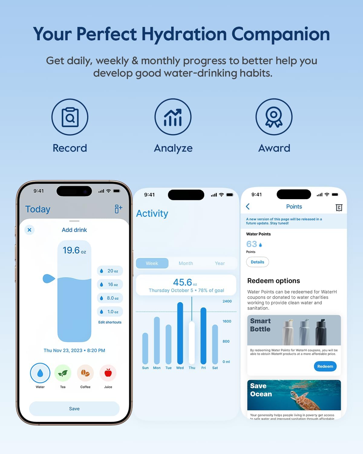Detalle 2 de BOOST Smart Water Bottle 24oz tracker app 💧