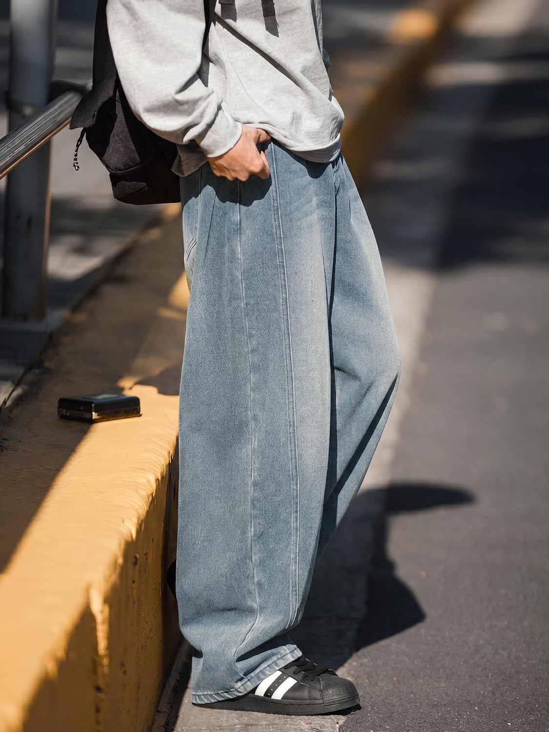 Detalle de Icymay Mens Baggy Jeans, Wide-Leg Loose-Fit Denim for Y2K Streetwear