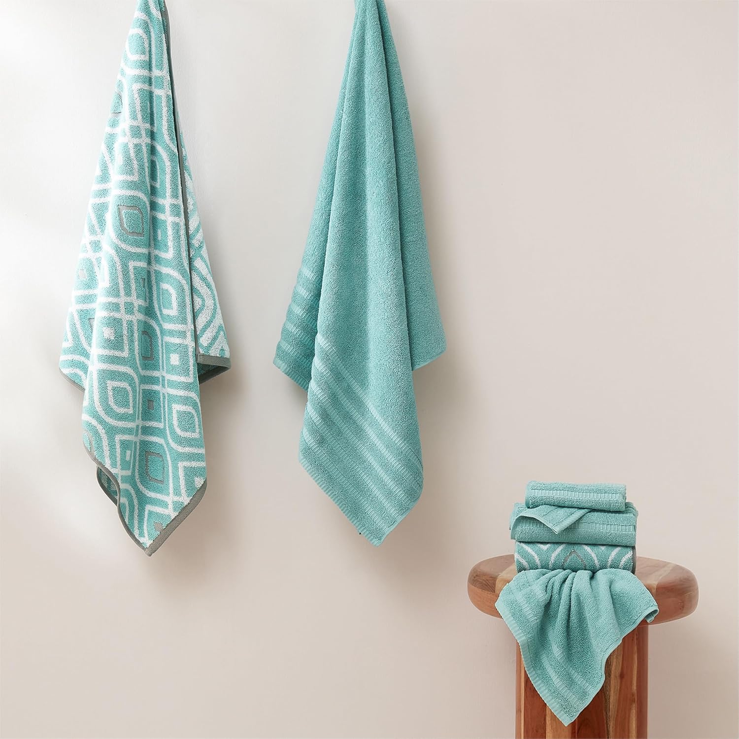 Thumbnail 1 de Modern Threads Classic Diamond 6-Piece Towel Set in Aqua