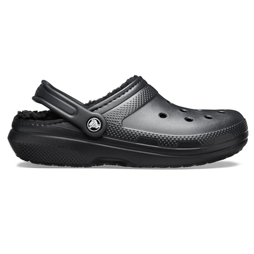 Detalle de Crocs Unisex Clogs in Black: Size guidance, warmth-lined comfort and easy style