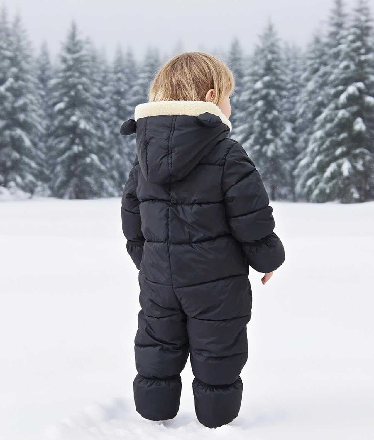 Detalle 2 de BFUSTYLE Baby Snowsuit, Hooded One-Piece with Front Zipper, 0M-3T