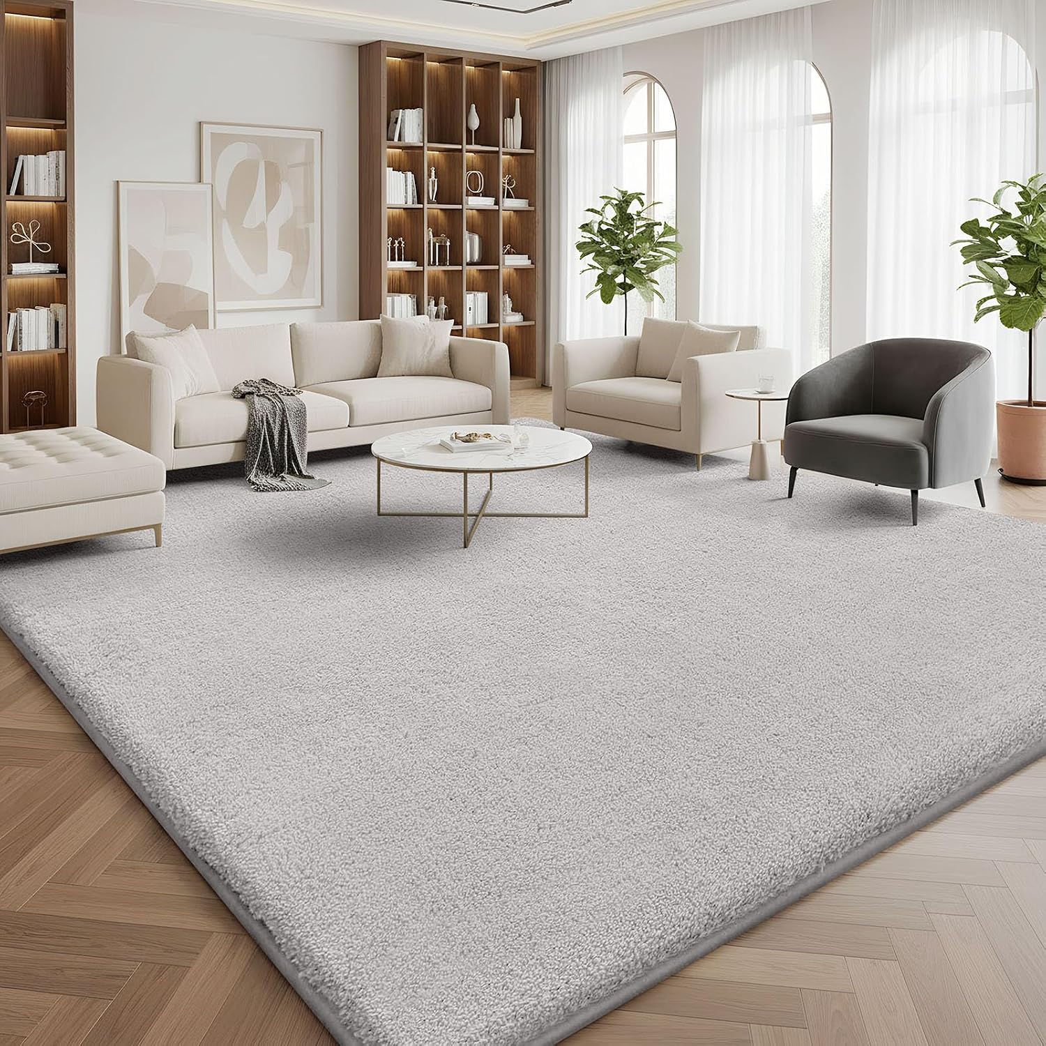 Thumbnail 6 de Homaxy Modern Rugs dark grey soft shaggy large rug (240x340cm) with non-slip backing