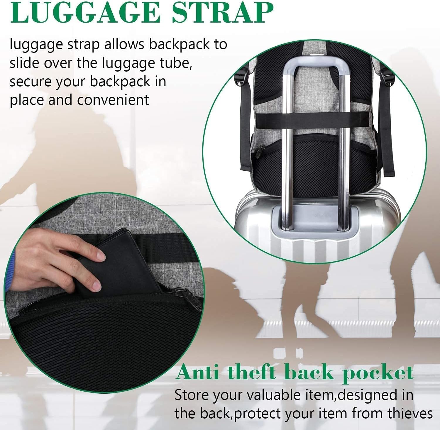 Detalle 2 de MATEIN Travel Laptop Backpack: Lightweight, Secure & Versatile for Work & Travel