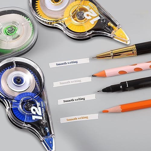 Detalle de Yoosso: Pack de 12 Cintas Correctoras 12 m x 5 mm en Amarillo, Azul y Verde