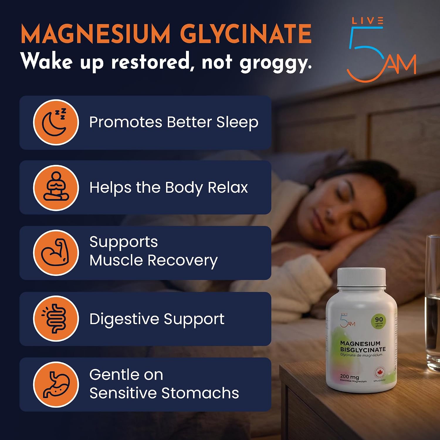 Detalle 2 de Live 5AM MBG-200|90 Magnesium Bisglycinate, 200 mg, 90 Capsules