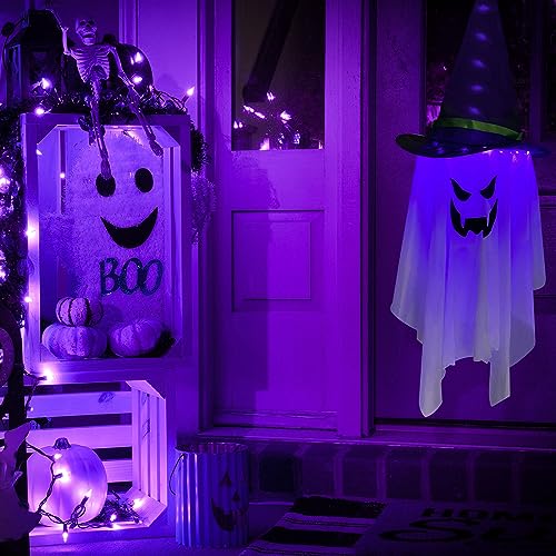 Thumbnail 6 de Décorations d'Halloween à suspendre fantôme lumineux et chapeau de magicien – Jsdoin pour jardin et porte