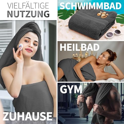 Thumbnail 6 de NatureMark Dusch-Handtuch 2er Pack Premium 70x140 cm – Anthrazit grau