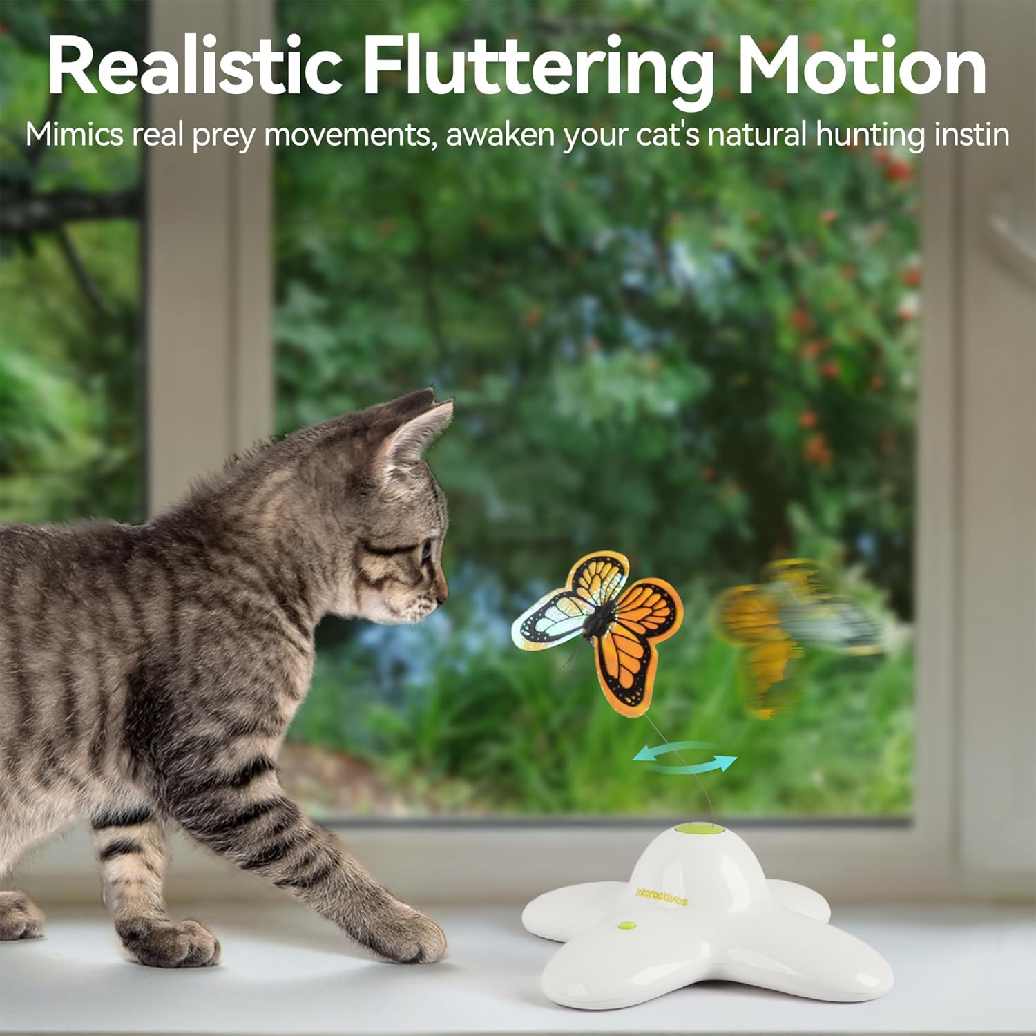 Detalle 2 de ALL FOR PAWS interactive butterfly cat toy (flutter bug) with 360° rotation