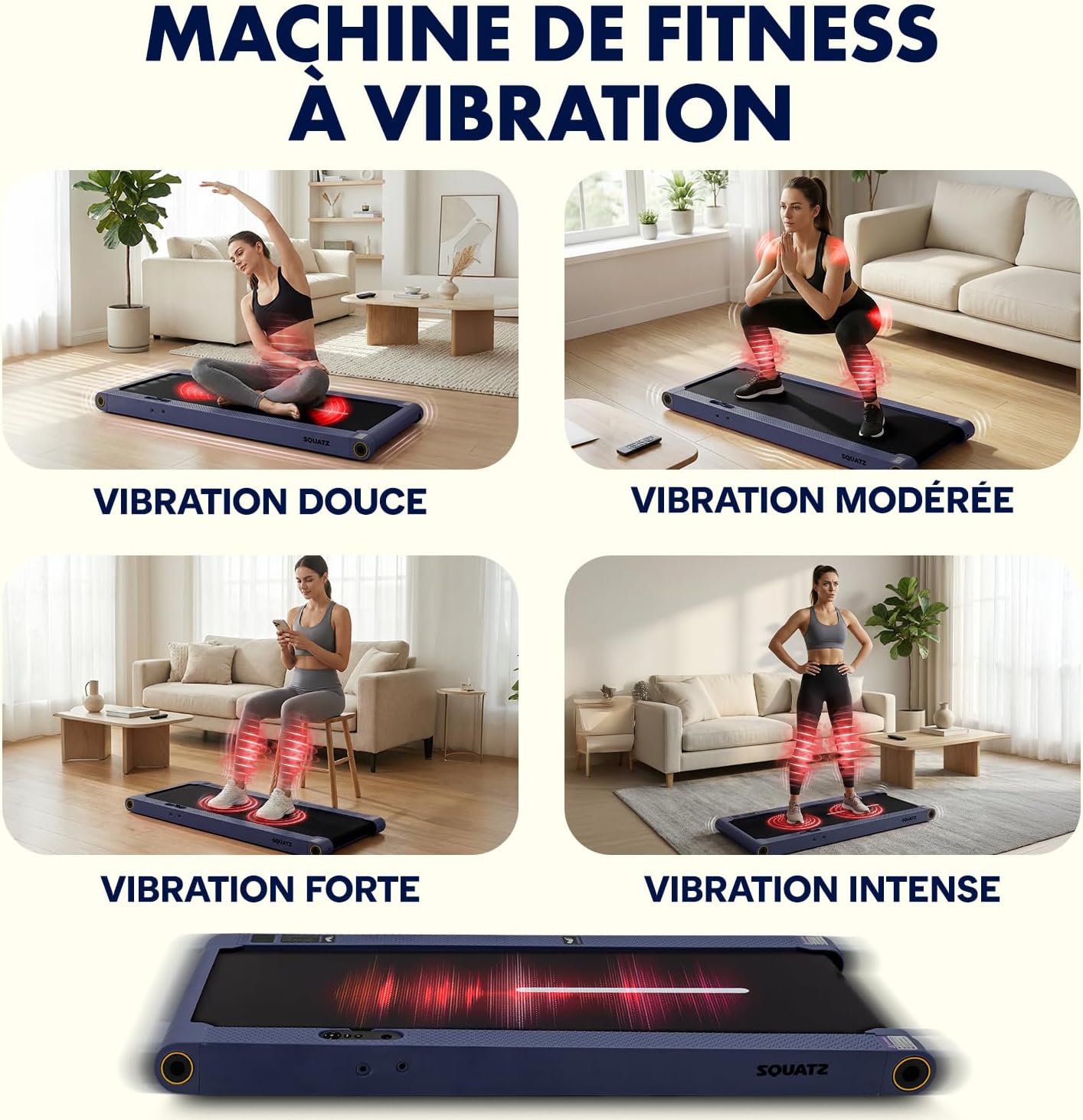 Thumbnail 2 de Squatz Tapis de Marche 2-en-1 avec Plateforme Vibrante: compact et silencieux pour bureau et maison