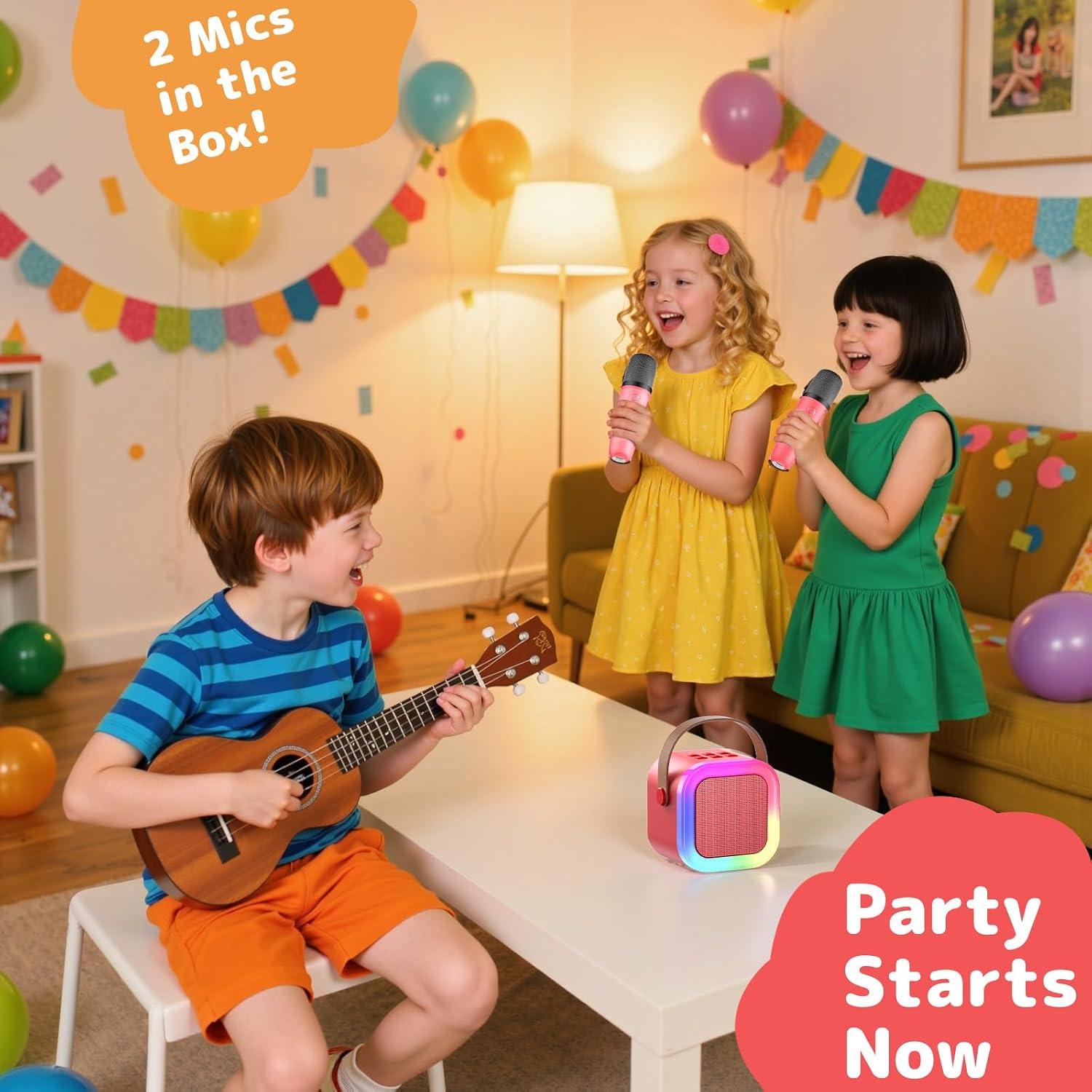 Detalle 2 de Fede Karaoke 2 Micrófonos Mini Karaoke Infantil 5–10 h