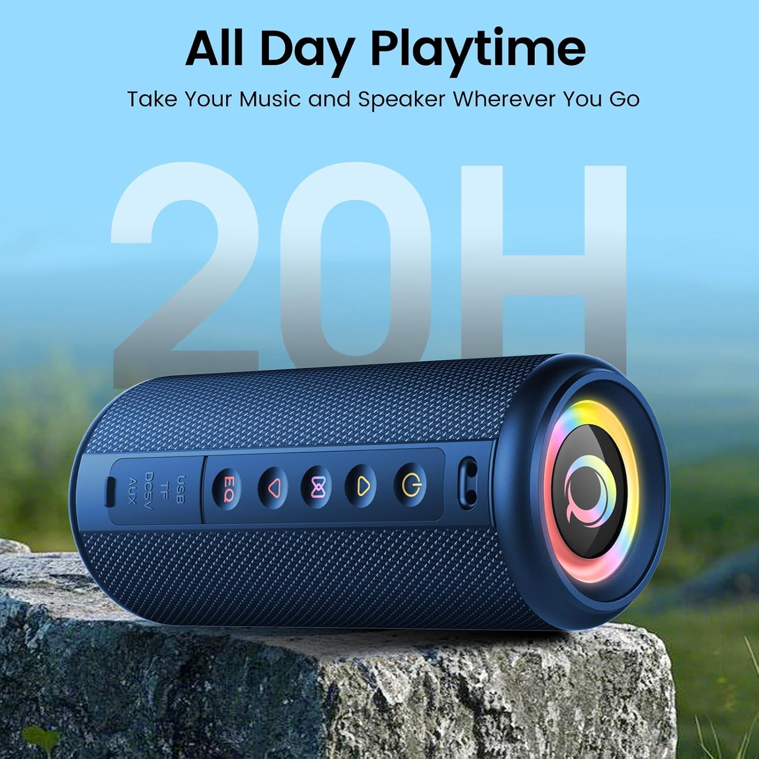 Thumbnail 3 de dotn Portable Bluetooth Speaker (Bluetooth 5.4, TWS, IP7 Waterproof, 4 RGB Lights) — Party Blue