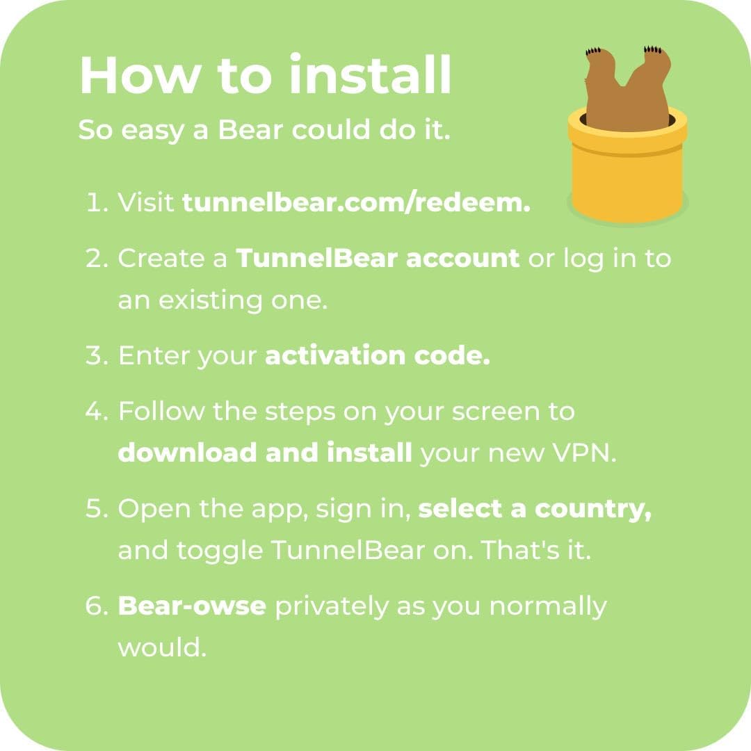 Thumbnail 6 de TunnelBear VPN Software: 1-Year Unlimited Data & Devices