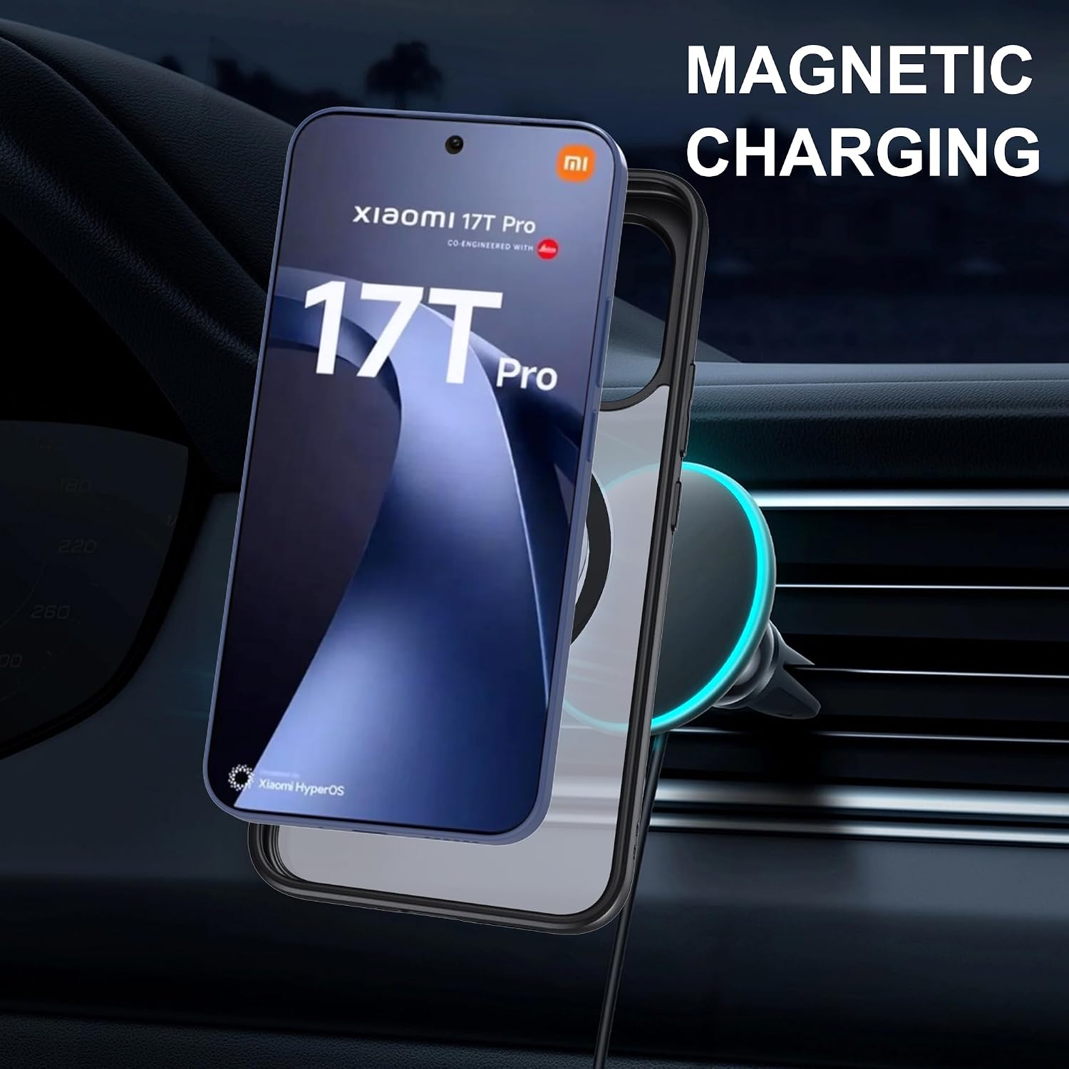 Detalle de Fitudoos Hülle für Xiaomi 17T Pro mit Magnetischer Ring Ständer – Robuste PC-Rückseite, Stoßfest, Anti-Gelb