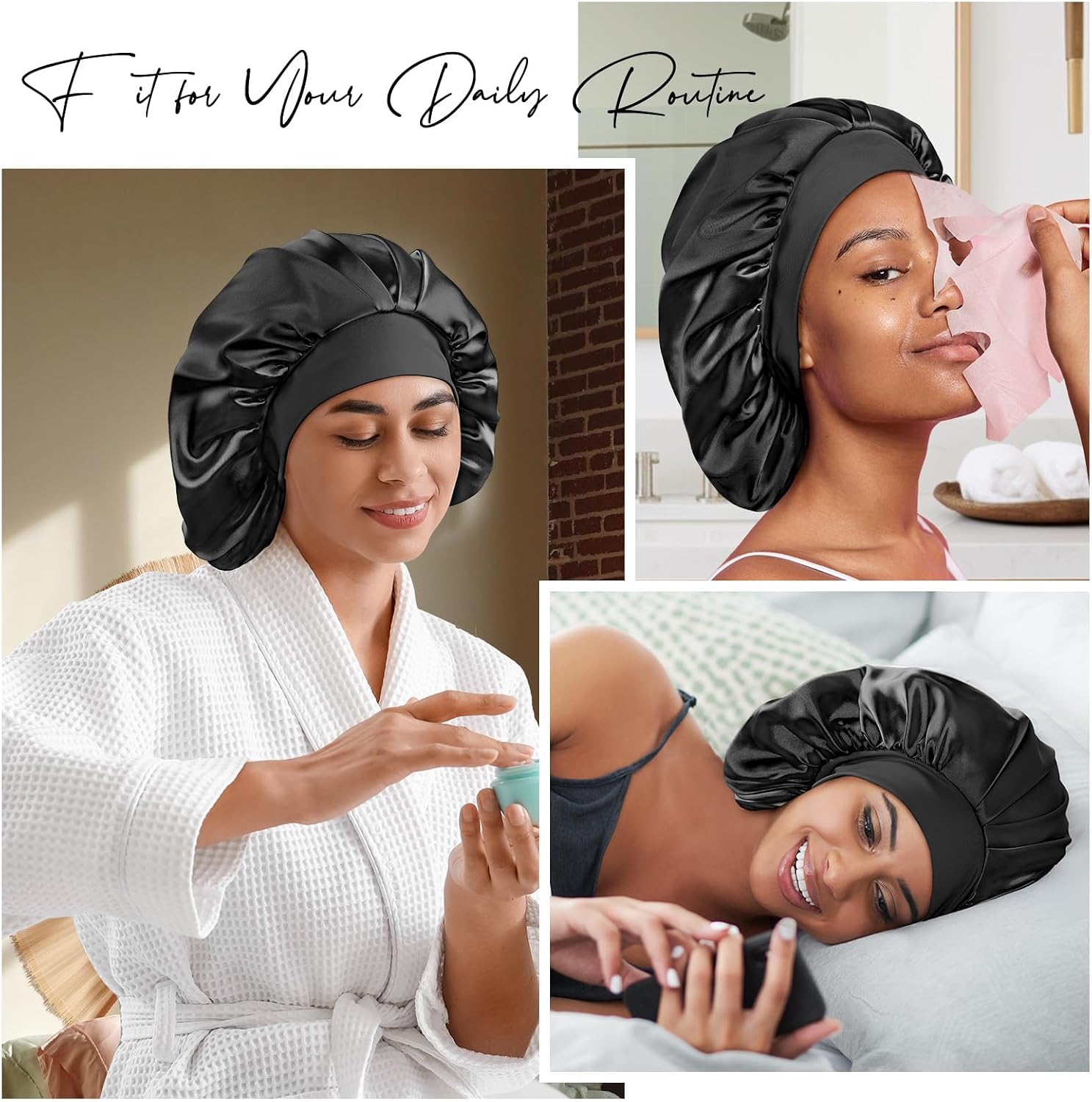 Detalle de Mulberry silk sleep bonnet, 22 Momme