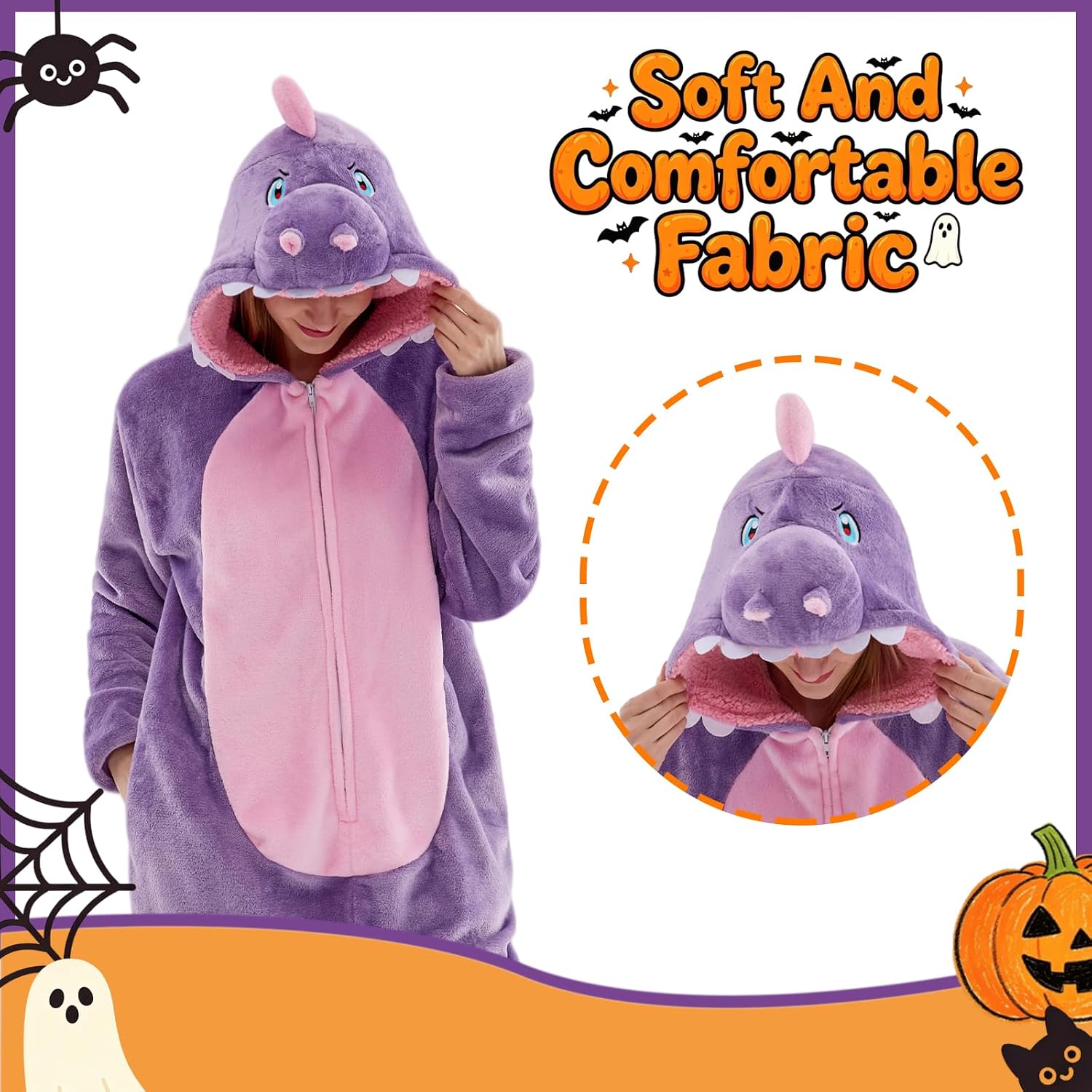Detalle de Sokliro Adult Animal Onesie Pajamas, Unisex Hooded One-Piece Costume