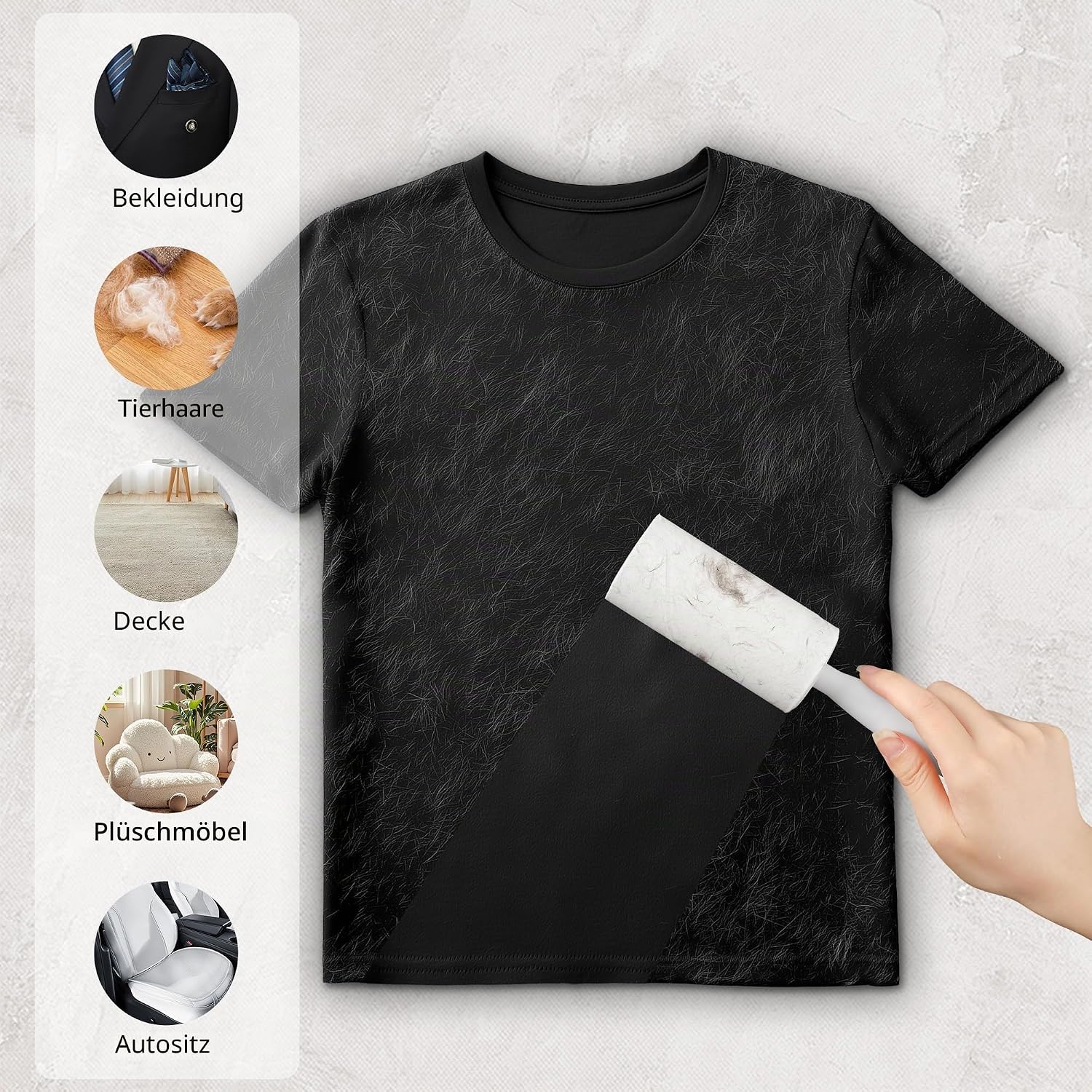Detalle de Fusselrolle: Lint Roller Set mit 2 Abrollern und 2 Staubschutzhüllen – 60 Blatt pro Rolle, extra klebrige Haare entfernen von Kleidung, Sofa, Katzen- und Hundehaaren