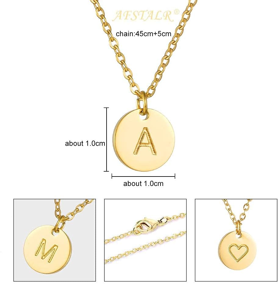 Thumbnail 5 de AFSTALR Damen-Initialen-Kette mit Buchstaben-Anhänger (Herz-Form) aus Edelstahl – Gold/Roségold/Silber