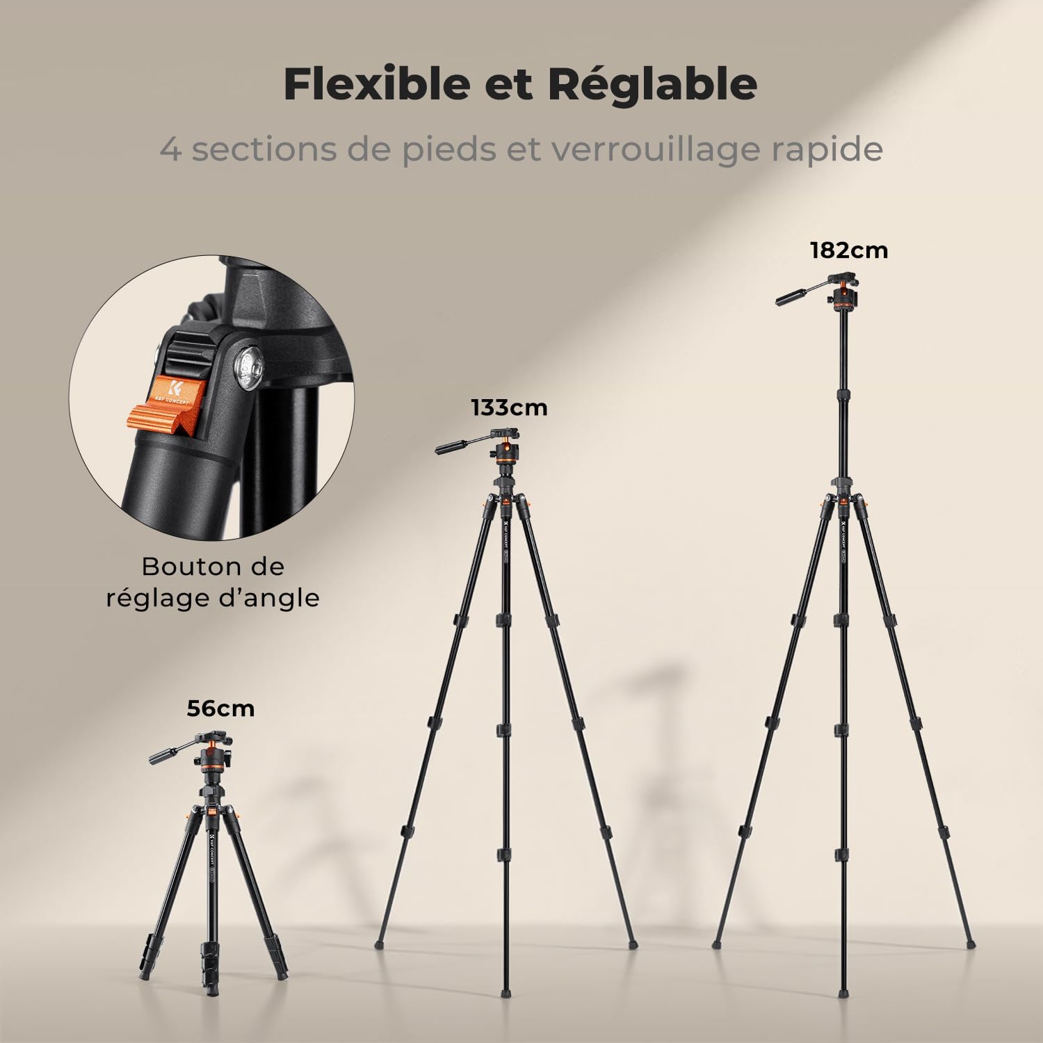 Thumbnail 4 de Trépied Appareil Photo pour Smartphone 182 cm par K&F CONCEPT