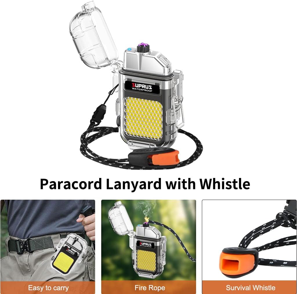 Detalle de SUPRUS SDE-F33-Black Waterproof Dual Arc Lighter with 3-Mode Torch