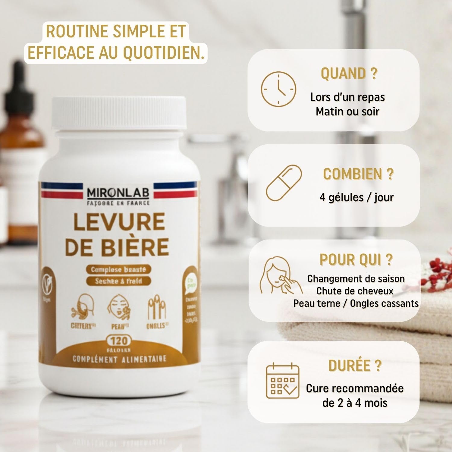 Thumbnail 5 de Levure de Bière Active Pousse Cheveux MironLab (1640 mg) – Complément alimentaire peaux & ongles, 120 gélules