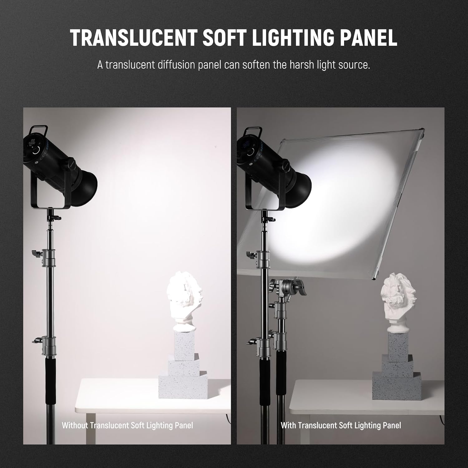 Detalle de NEEWER Kit panneau de diffusion de lumière Scrim 3 en 1 avec cadre pliable 75 x 75 cm (SF7575F)