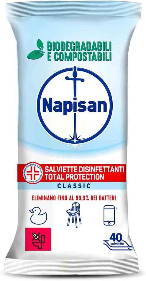 Thumbnail 1 de Napisan Salviette Disinfettanti Total Protection, 8 pacchi da 40 salviette biodegradabili e compostabili
