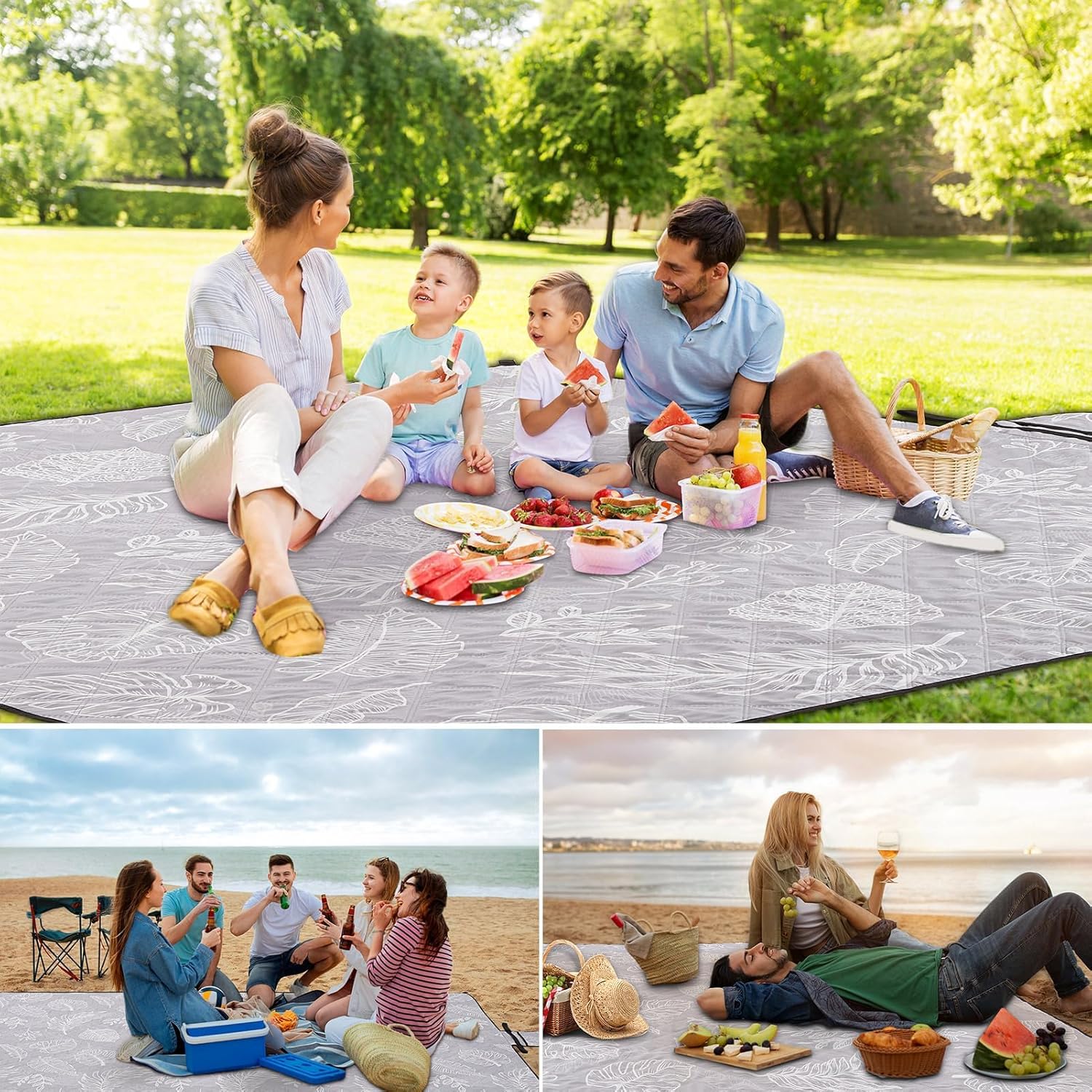 Thumbnail 6 de HAUSPROFI Picknickdecke 200x300 cm – wasserdicht, isoliert, mit Tragegriff & Heringen