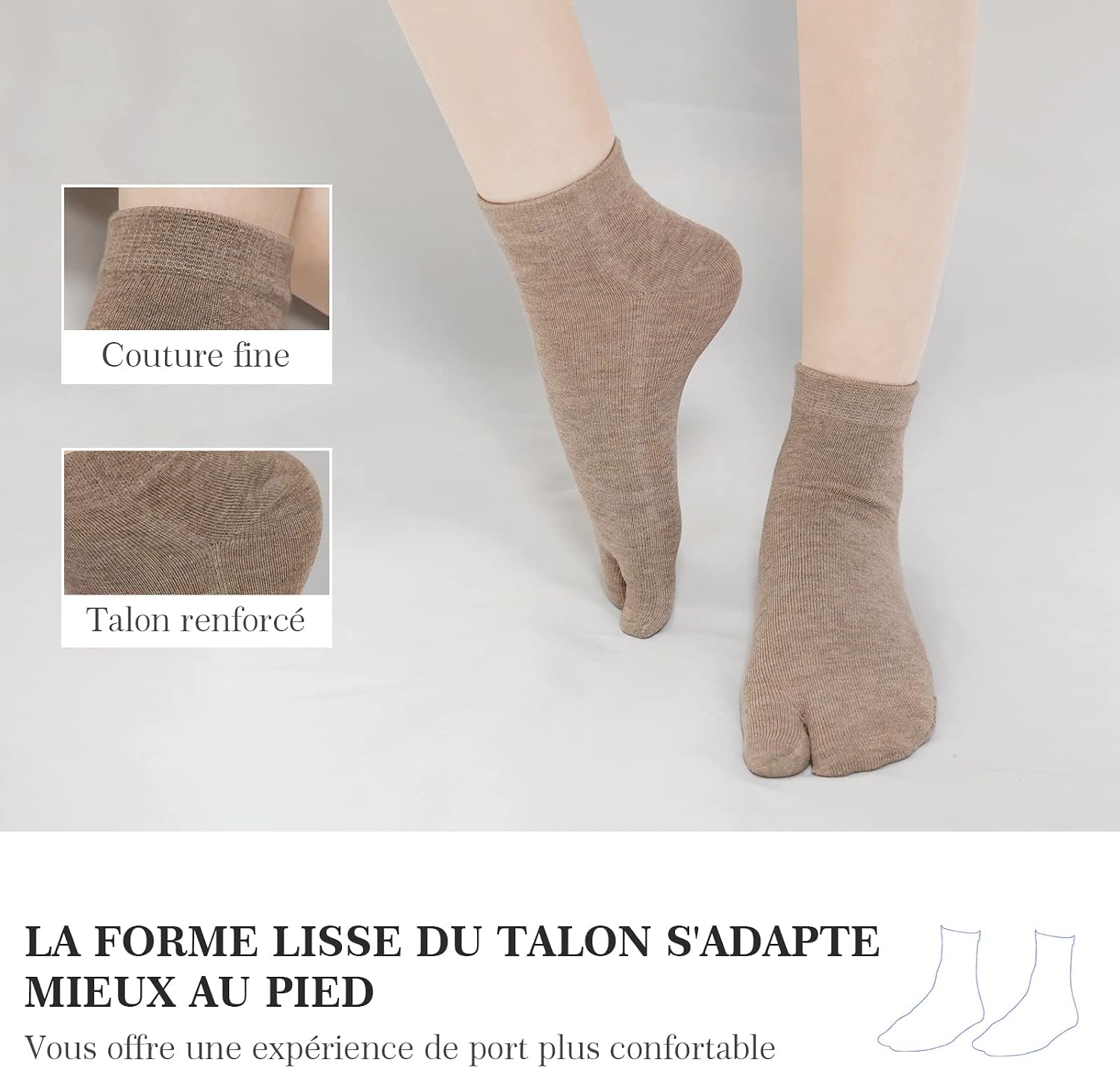 Detalle 2 de PUTUO Chaussettes Tabi Femme Japonaise 4 Paires