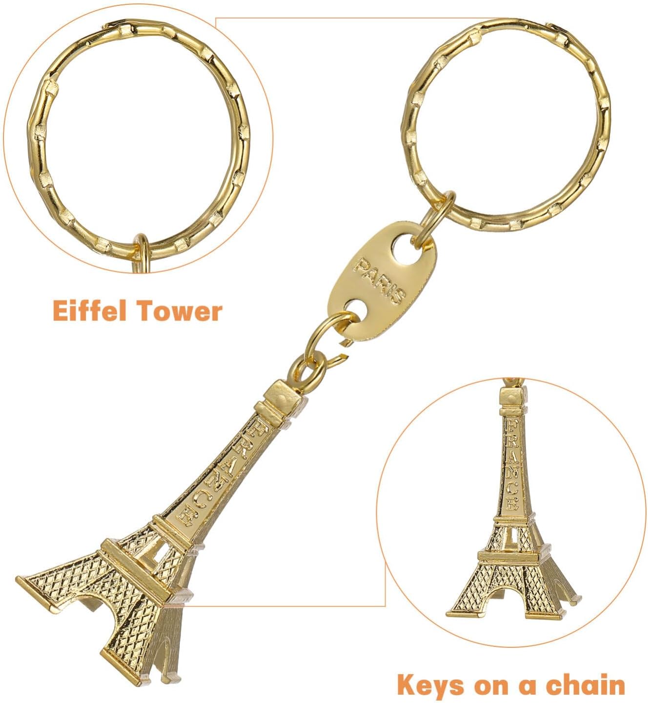 Detalle 1 de Gatuida Eiffel Tower Keychain 12pcs keyring charm 🧷
