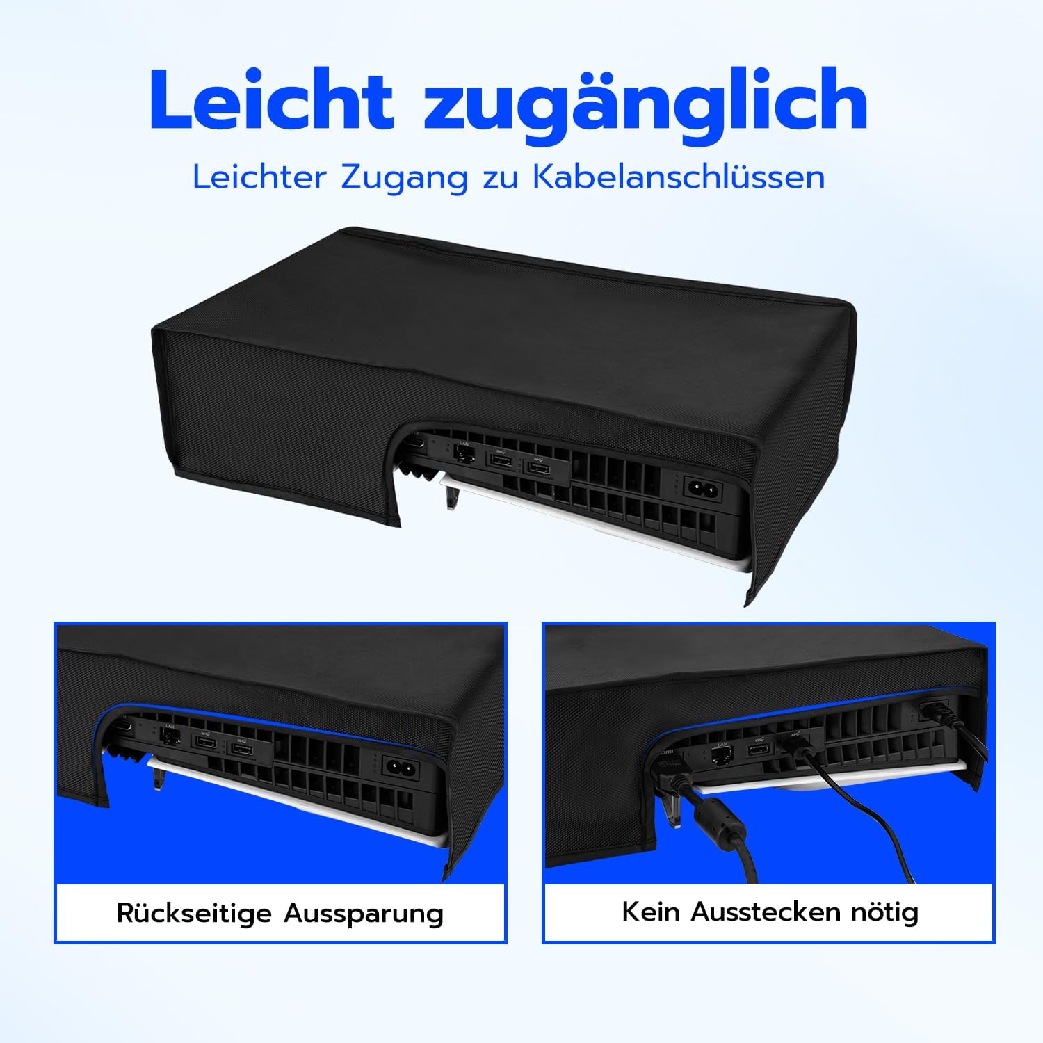 Thumbnail 5 de Tolesum Staubschutzhülle für PS5 Pro – horizontale Hülle aus Oxford-Nylon, spritzwasserdicht