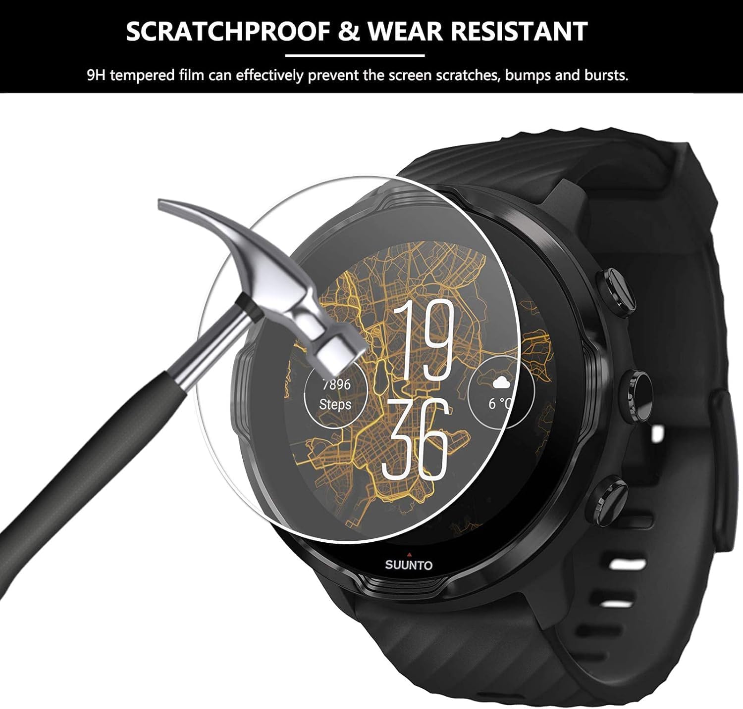 Detalle de Lusee 3 Pack Tempered Glass Screen Protectors for Suunto 7 / Suunto 9 Baro / Suunto D5